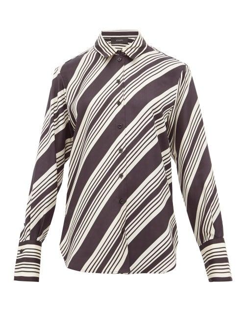 Matchesfashion.com Joseph - Doy Striped Silk Satin Shirt - Womens - Black White