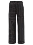 Ladies Rtw Totme - Monogram-embroidered Silk-twill Pyjama Trousers - Womens - Black