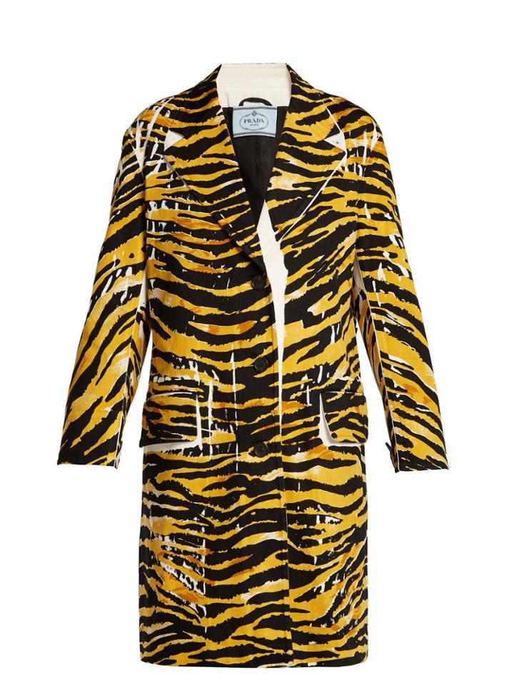 Prada Tiger-print Misty-patch Coat