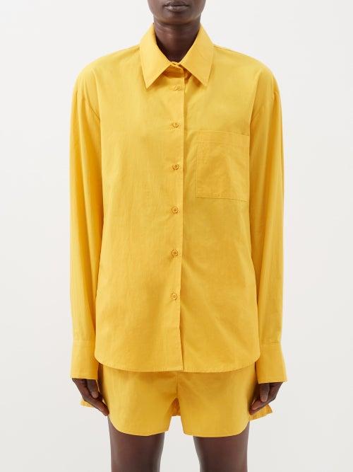 The Frankie Shop - Lui Patch-pocket Cotton-poplin Shirt - Womens - Yellow Gold