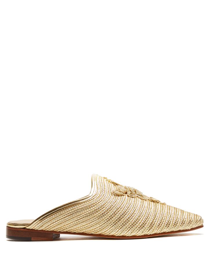 Carrie Forbes Safi Raffia Backless Loafers