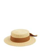 Federica Moretti Faille-ribbon Straw Boater Hat