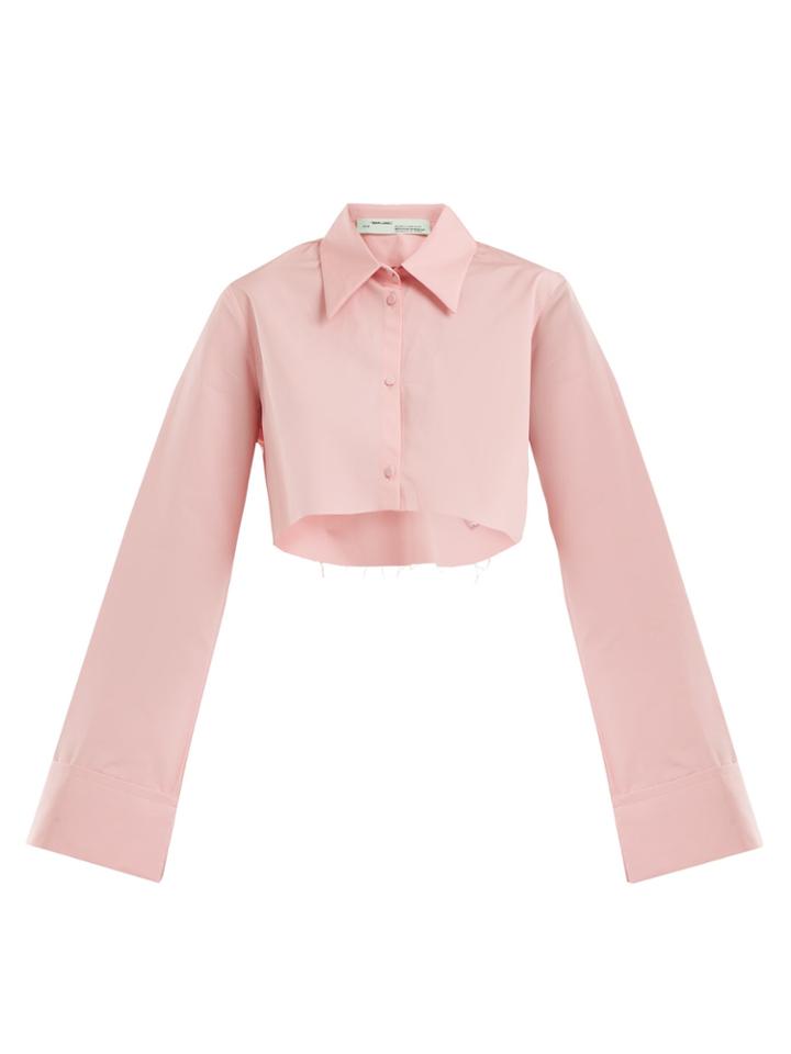 Off-white Point-collar Cotton Cropped Shirt