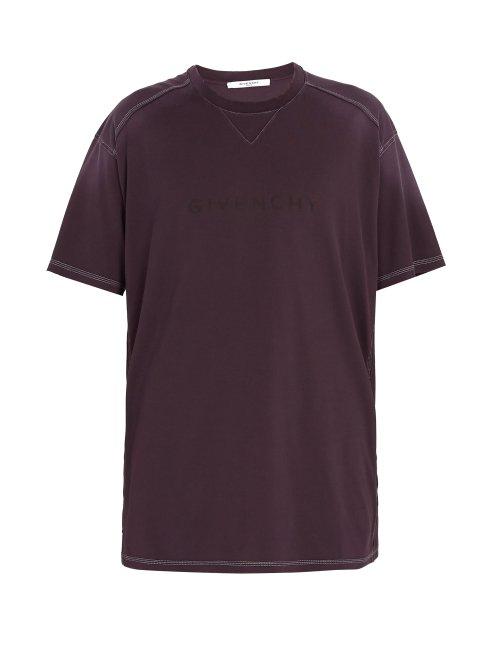 Matchesfashion.com Givenchy - Vintage Logo Print Cotton Jersey T Shirt - Mens - Purple
