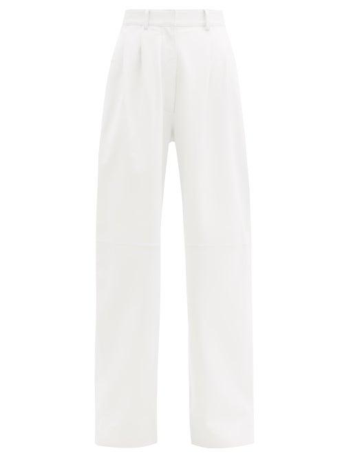 Matchesfashion.com Dodo Bar Or - Daryl Leather Wide-leg Trousers - Womens - White