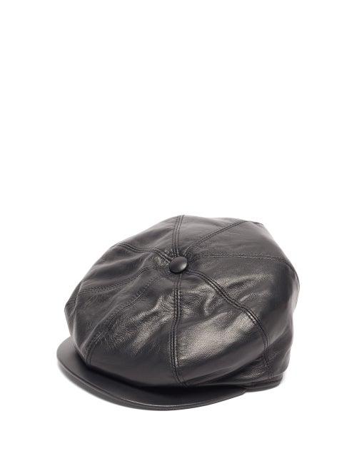 Matchesfashion.com Gabriela Hearst - Tremelo Leather Newsboy Cap - Womens - Black