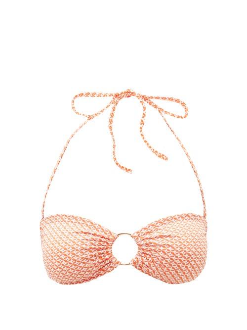 Matchesfashion.com Melissa Odabash - Evita Ring Mosaic-jacquard Bandeau Bikini Top - Womens - Orange Multi