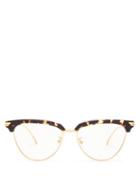 Matchesfashion.com Bottega Veneta - Logo Engraved Cat Eye Acetate And Metal Glasses - Womens - Clear