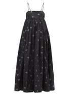 Matchesfashion.com Cecilie Bahnsen - Beth Hawthorn Floral-embroidered Taffeta Dress - Womens - Black Multi