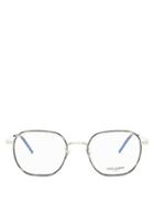 Mens Eyewear Saint Laurent - Square Metal Glasses - Mens - Silver