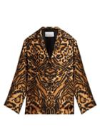 Matchesfashion.com Raey - Tiger Print Silk Cady Pyjama Jacket - Womens - Brown Multi