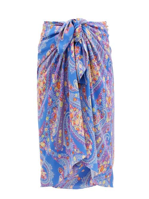 Matchesfashion.com Etro - Paisley-print Crepe Sarong - Womens - Blue Multi