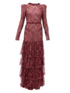 Matchesfashion.com The Vampire's Wife - The Early Metallic-lace Dress - Womens - Burgundy