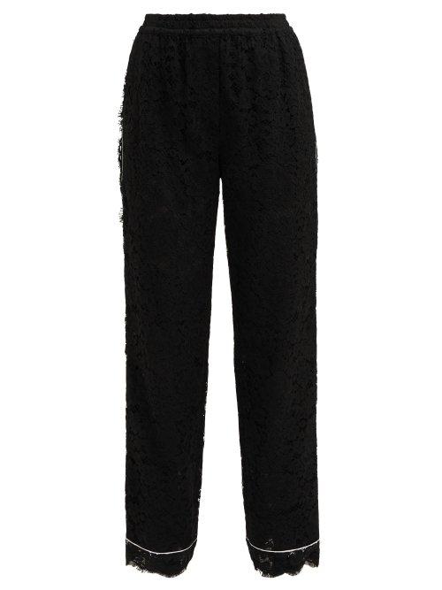 Matchesfashion.com Dolce & Gabbana - Mid Rise Floral Lace Pyjama Trousers - Womens - Black