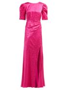 Matchesfashion.com Saloni - Annie B Snake Jacquard Silk Gown - Womens - Fuchsia