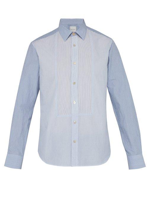 Matchesfashion.com Paul Smith - Multi Stripe Cotton Bib Shirt - Mens - Blue Multi