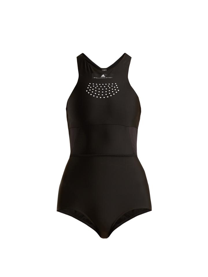 Adidas By Stella Mccartney High-neck Mesh-insert Swimsuit