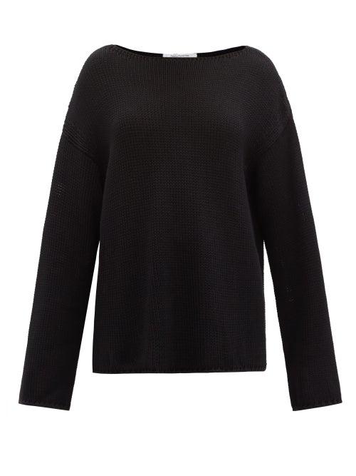 Matchesfashion.com Another Tomorrow - Boat-neck Organic-cotton Sweater - Womens - Black