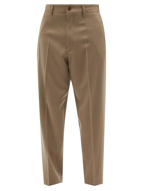 Lemaire - Tapered Wool-twill Trousers - Mens - Light Brown