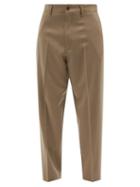 Lemaire - Tapered Wool-twill Trousers - Mens - Light Brown