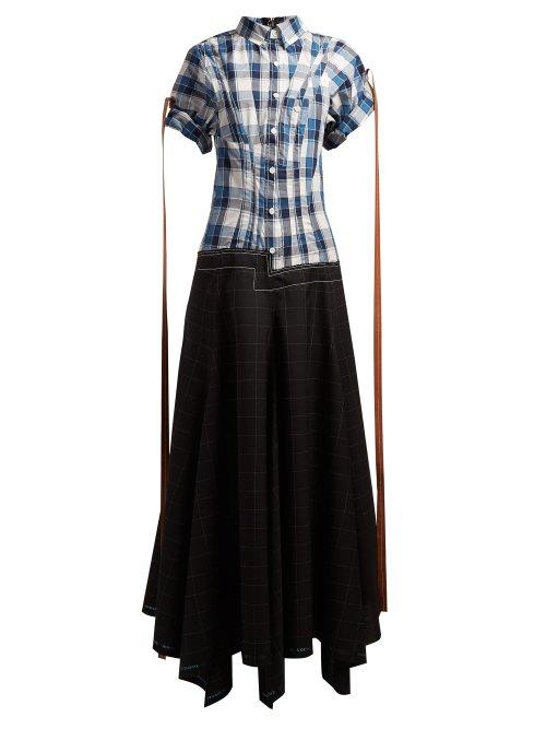 Matchesfashion.com Loewe - Checked Contrast Panel Dress - Womens - Blue Multi
