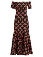 Temperley London Jupiter Off-shoulder Jacquard Fluted Dress