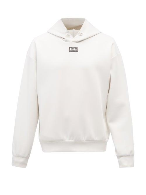 Mens Rtw Dolce & Gabbana - Logo-tag Jersey Hooded Sweatshirt - Mens - White
