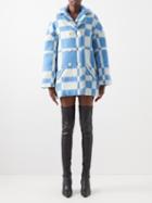 Conner Ives - Checked Wool-blend Pea Coat - Womens - Blue White