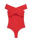 Matchesfashion.com Casa Raki - Paula Off-the-shoulder Swimsuit - Womens - Red