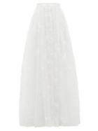 Matchesfashion.com Erdem - Lydell Floral-embroidered Organza Skirt - Womens - White