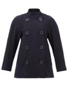 See By Chlo - Collarless Wool-blend Pea Coat - Womens - Navy