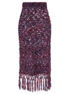Loewe Paula's Ibiza - Fringed Crocheted Midi Skirt - Womens - Purple Multi