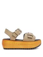Matchesfashion.com Marni - Glitter Covered Leather Slingback Platform Sandals - Womens - Gold