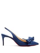 Matchesfashion.com Christian Louboutin - Yasling 70 Slingback Satin Pumps - Womens - Navy