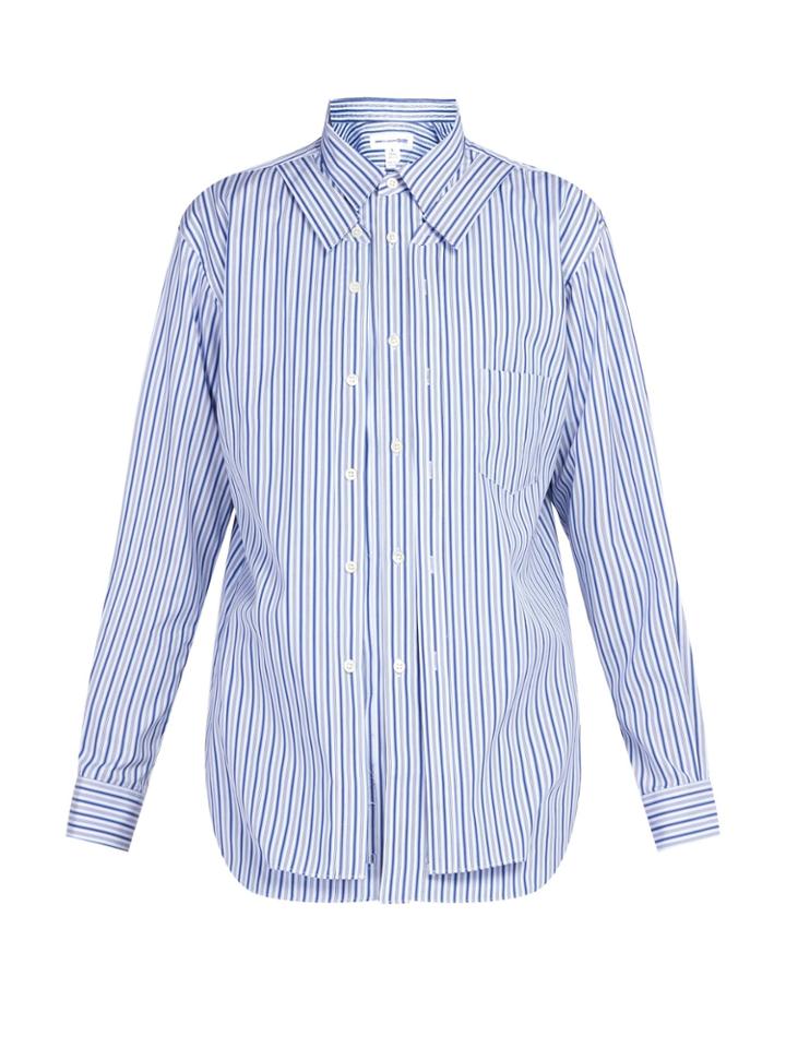 Comme Des Garçons Shirt Double-layer Striped Cotton Shirt