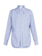 Comme Des Garçons Shirt Double-layer Striped Cotton Shirt