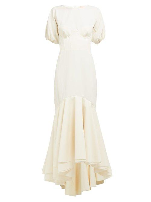 Matchesfashion.com Brock Collection - Odliguard Cotton Faille Gown - Womens - Blue
