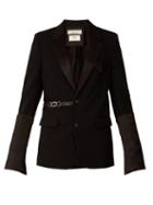 Matchesfashion.com Bottega Veneta - Leather Trimmed Single Breasted Twill Blazer - Womens - Black