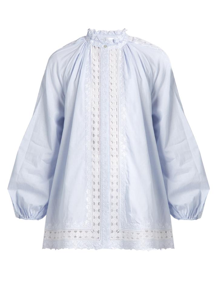 Zimmermann Caravan Pin Smock Pinstriped Cotton Blouse