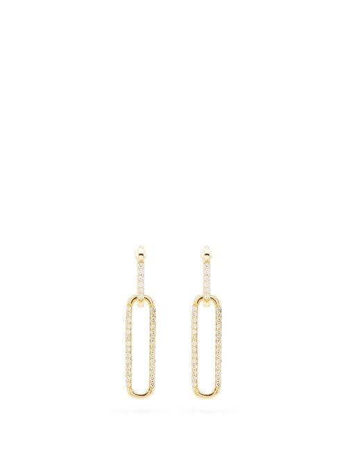 Matchesfashion.com Raphaele Canot - Double Ear Link Diamond & 18kt Gold Earrings - Womens - Yellow Gold