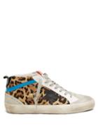 Matchesfashion.com Golden Goose - Mid Star Mid Top Leather And Calf Hair Trainers - Womens - Leopard