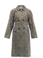 Matchesfashion.com Connolly - Leopard Print Cotton Trench Coat - Womens - Blue Multi