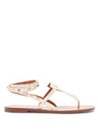 Matchesfashion.com Valentino - Rockstud Double Strap Leather Sandals - Womens - Cream
