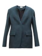 Matchesfashion.com The Row - Murray Collarless Wool Blend Blazer - Womens - Dark Green