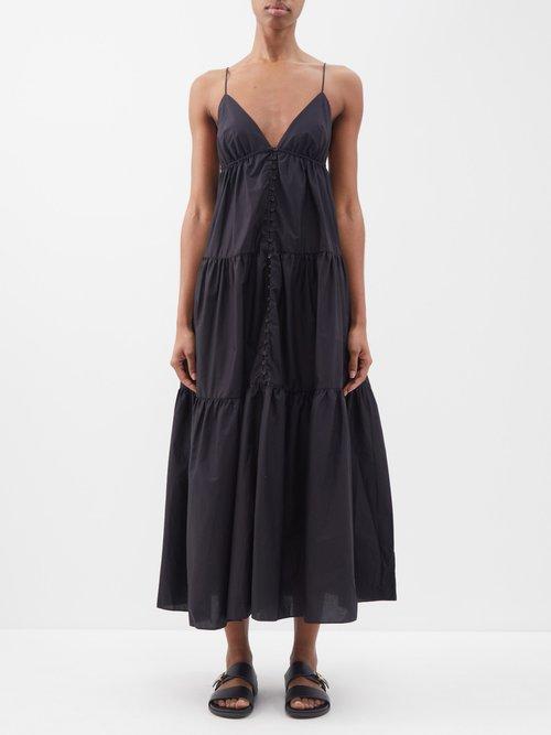 Matteau - Triangle-cup Organic-cotton Maxi Dress - Womens - Black