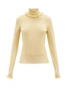 Matchesfashion.com Victoria Beckham - Ruffled Roll-neck Sweater - Womens - Yellow