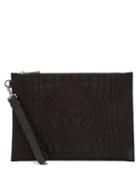 Matchesfashion.com Versace - Crocodile Quilted Logo Embellished Crepe Pouch - Mens - Black