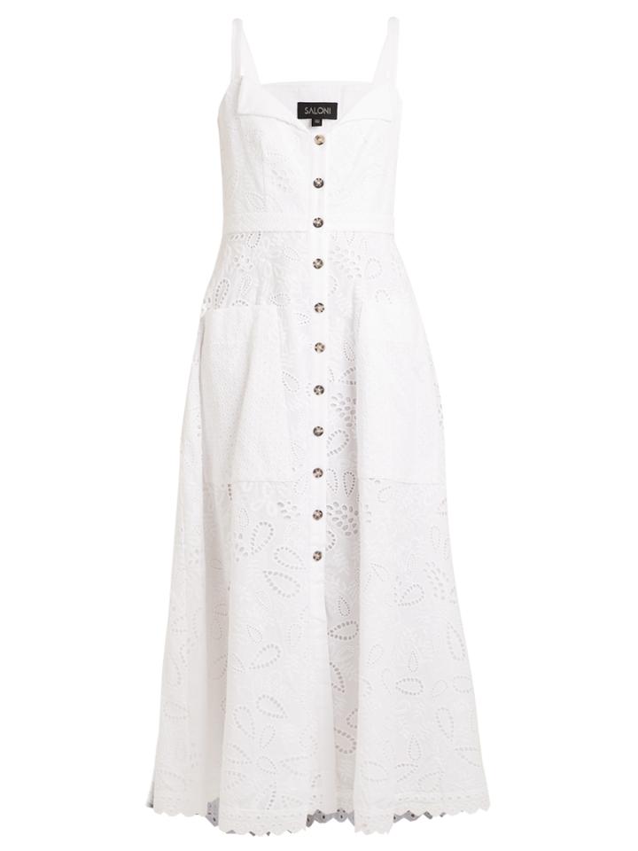 Saloni Fara Broderie-anglaise Cotton Midi Dress
