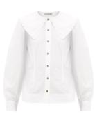 Matchesfashion.com Ganni - Ruffled-collar Cotton-poplin Shirt - Womens - White