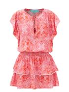Matchesfashion.com Melissa Odabash - Keri Leaf-print Crepe Mini Dress - Womens - Red